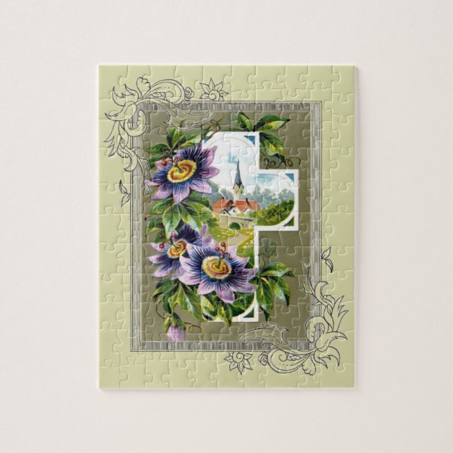 Puzzle Cruz con la iglesia y las flores (Vertical)