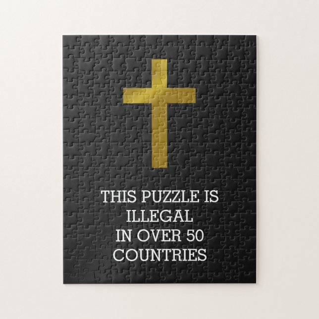 Puzzle Cruz cristiana - Ilegal en más de 50 países (Vertical)