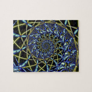 Puzzle Cruz de Criss Arte fractal amarillo y azul