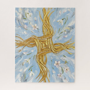 Puzzle Cruz de Santa Brígida Narcisos Dorados Arte de Imb