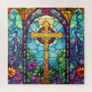 Puzzle Cruz de vidrio manchado