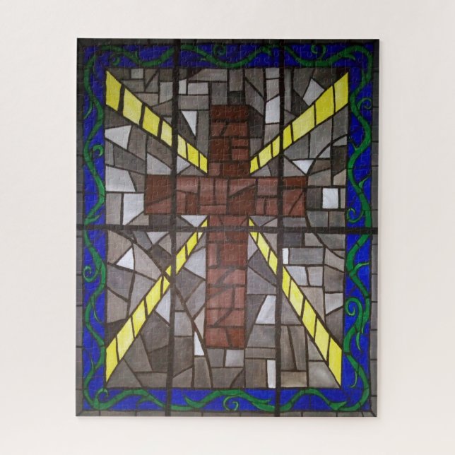 Puzzle Cruz de vidrio manchado (Vertical)