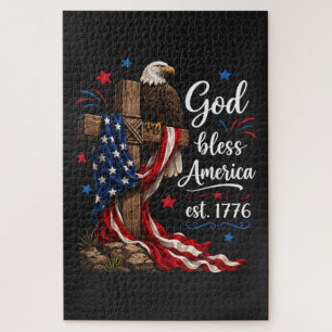 Puzzle Cruz Patriótica Dios Bendiga a América