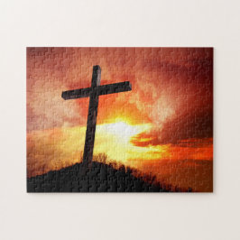Puzzle Cruz religiosa de Pascua al atardecer