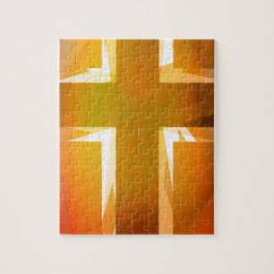 Puzzle Cruz religiosa roja y amarilla