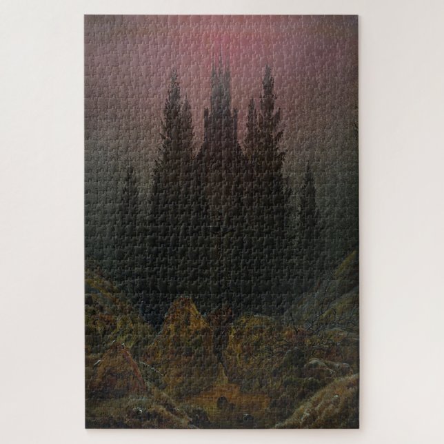 Puzzle Cruz y Catedral en las Montañas - Friedrich (Vertical)