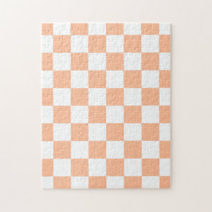 Puzzle Cuadrados a cuadros melocotón naranja blanco geomé