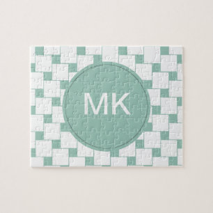 Puzzle Cuadrados trenzados divertidos Mint Green