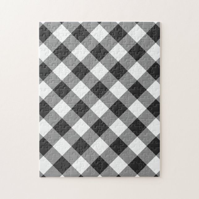 Puzzle Cuadro de cuadros de búfalo negro blanco (Vertical)