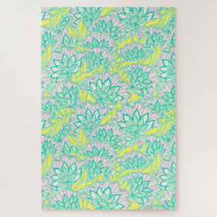 Puzzle Cuadros de cerámica de patrón floral amarillo páli
