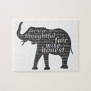 Puzzle Cualidades de una nube de palabras de elefante