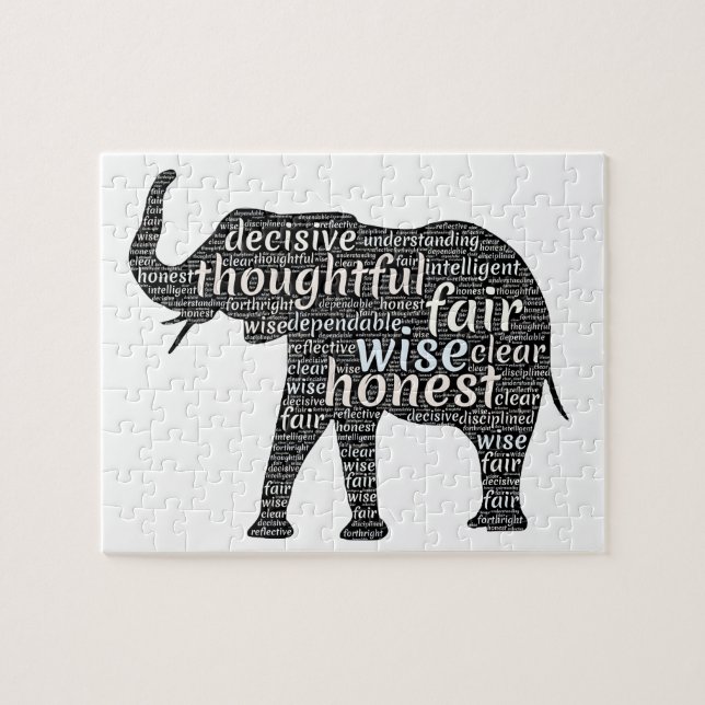 Puzzle Cualidades de una nube de palabras de elefante (Horizontal)