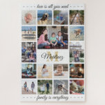 Puzzle Cualquier monograma blanco de Collage de fotos de<br><div class="desc">Celebra las simples alegrías de la familia con un único y divertido rompecabezas de collage de fotos. Si prefiere un fondo o texto en colores distintos del oro, el negro y el blanco, consulte las instrucciones que aparecen a continuación. (IMAGEN PLACEMENT TIP: Una manera fácil de centrar una foto exactamente...</div>