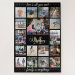 Puzzle Cualquier monograma negro de Collage de fotos de f<br><div class="desc">Celebra las simples alegrías de la familia con un único y divertido rompecabezas de collage de fotos. Si prefiere un fondo o texto en colores distintos del negro, el oro y el blanco, consulte las instrucciones que aparecen a continuación. (IMAGEN PLACEMENT TIP: Una manera fácil de centrar una foto exactamente...</div>