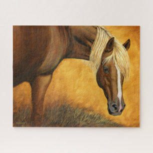 Puzzle Cuartel de caballo con maná dorado, pintura acríli