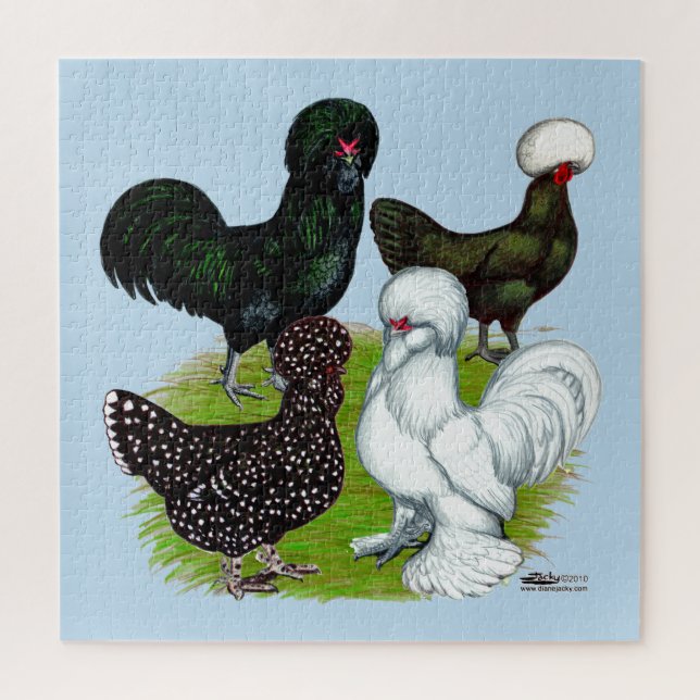 Puzzle Cuarteto de pollo con sombrero superior (Vertical)