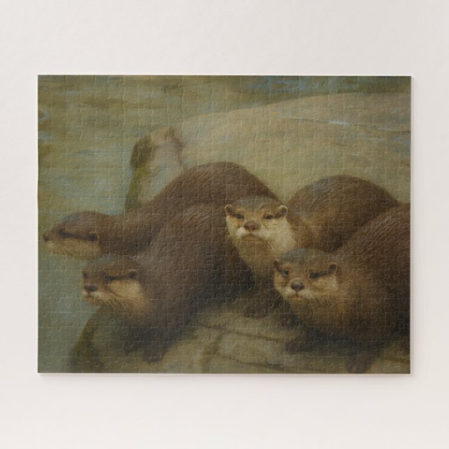 Puzzle Cuarteto Otter - Impresión de arte de vida salvaje (Horizontal)
