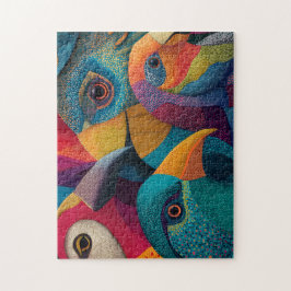 Puzzle Cuatro aves de colores exóticos y estampados