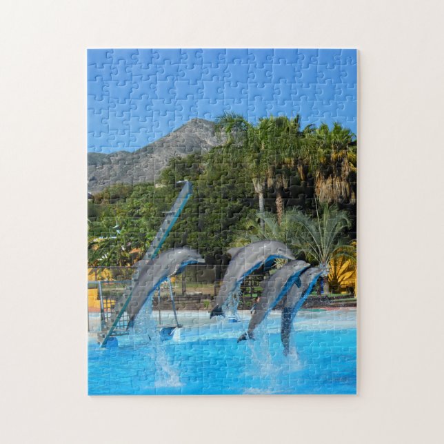 Puzzle Cuatro delfines saltantes (Vertical)