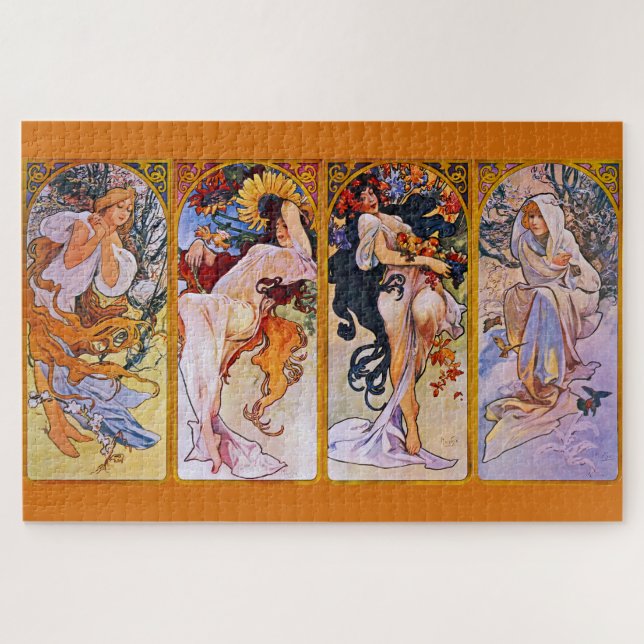 Puzzle Cuatro temporadas de Alfons Mucha (Horizontal)
