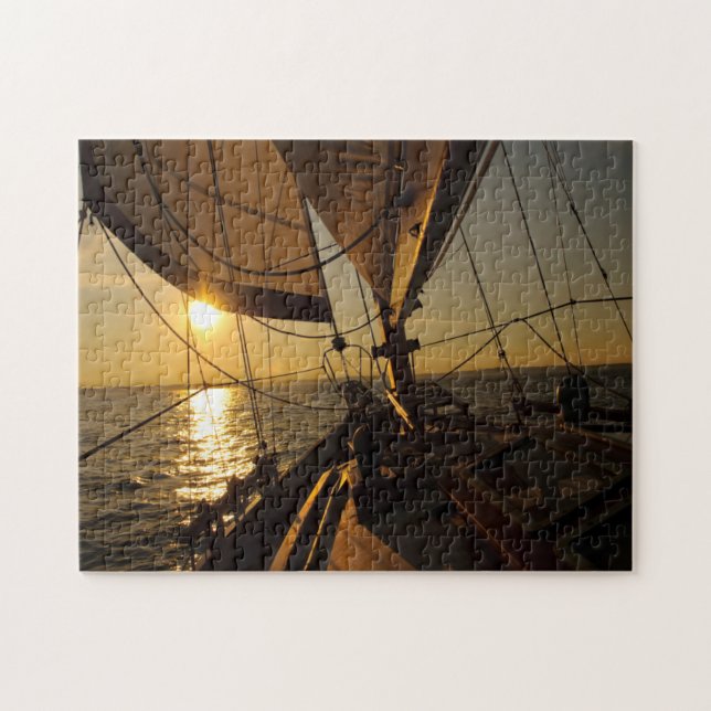 Puzzle Cubierta de barco de vela, rumbo al sol poniente (Horizontal)