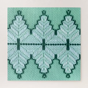 Puzzle Cubierta de hilados textiles retro, pulso gráfico.