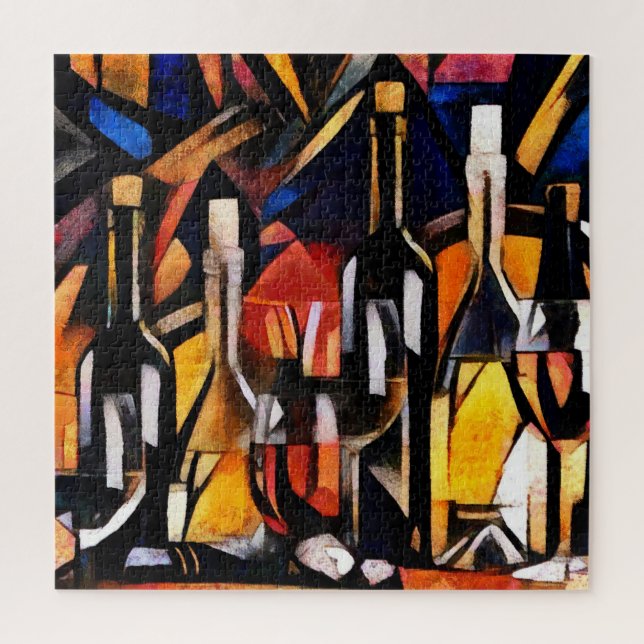 Puzzle Cubism Wine Themem: Botellas y uvas (Vertical)