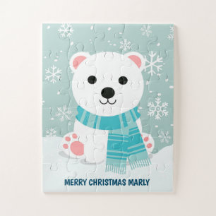Puzzle Cubo de Oso Polar Copos de Nieve Navidad Niños