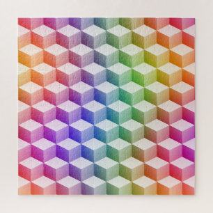 Puzzle Cubos de aspecto 3D color arcoiris pastel