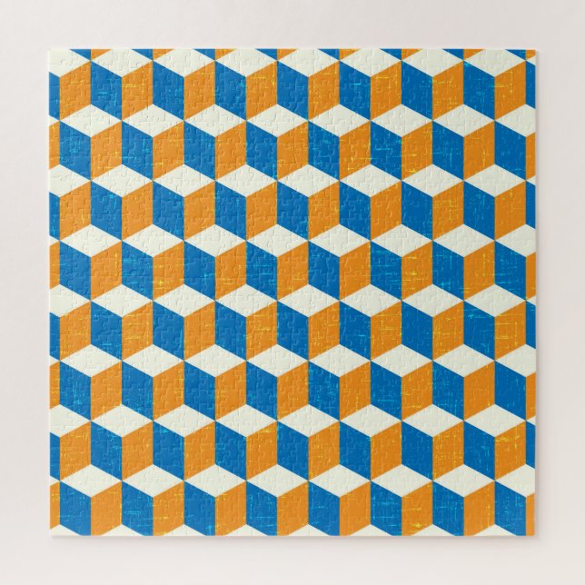 Puzzle Cubos isométricos retro, ilusión geométrica (Vertical)