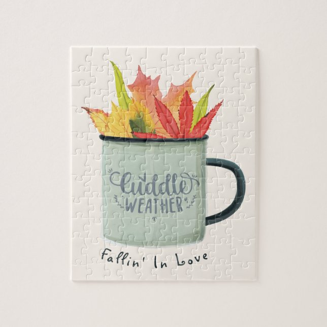 Puzzle Cuddle Weather Watercolor Fall Leaves Otoño (Vertical)