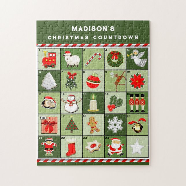 Puzzle Cuenta regresiva personalizada de Navidad (Vertical)
