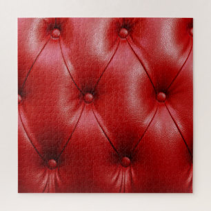 Puzzle Cuero Rojo: Elegancia del patrón de tapicería.