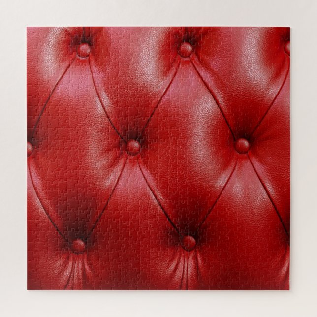 Puzzle Cuero Rojo: Elegancia del patrón de tapicería. (Vertical)