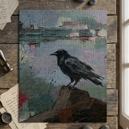 Puzzle Cuervo Pintado al Óleo – Gótico Corvino Malhumorad