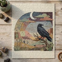 Puzzle Cuervo y Luna del Desierto – Ave Mística Gótica