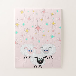Puzzle Cuestas ovejas y estrellas nocturnas en el rompeca