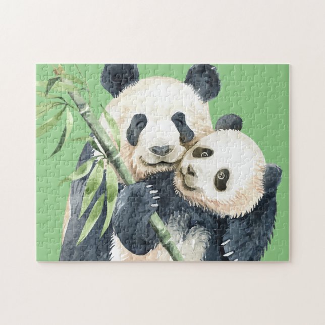 Puzzle Cuidada Panda Bear & Baby Watercolor (Horizontal)