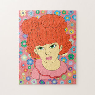 Puzzle Cuidado de pelo de rizo rojo Pequeña niña arte de