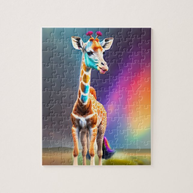Puzzle Cuidados colores arcoiris Giraffe (Vertical)