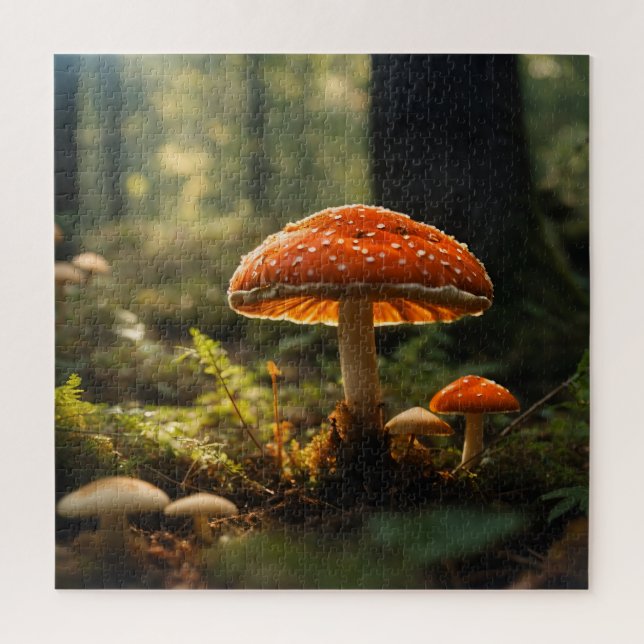 Puzzle Cultivando champiñones en el bosque (Vertical)