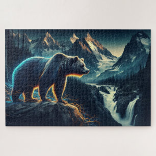 Puzzle Cumbre del oso, oso pardo, cordillera