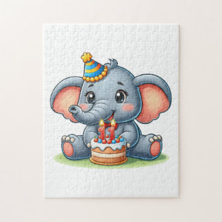Puzzle Cumpleaños 11 de elefante lindo