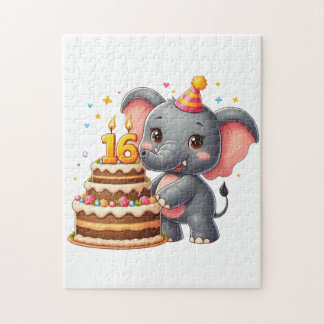 Puzzle Cumpleaños 16 de Elefante Adorable