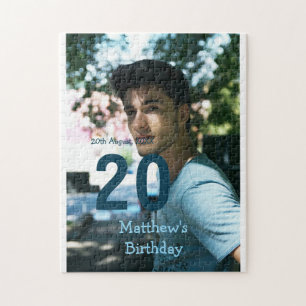 Puzzle cumpleaños 20 agregar nombre foto fecha hombre azu