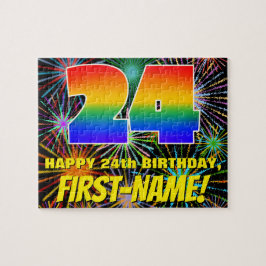 Puzzle Cumpleaños 24: Fuegos artificiales divertidos y co
