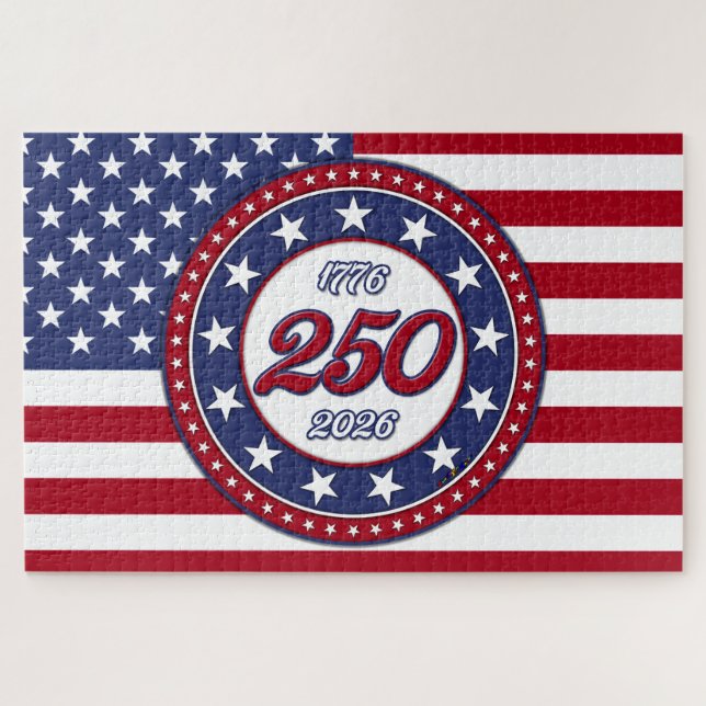 Puzzle Cumpleaños 250 de América con bandera de EE. UU. (Horizontal)