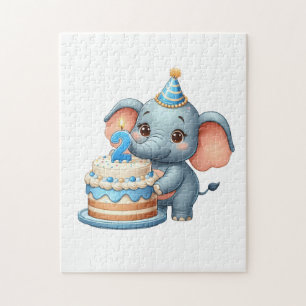 Puzzle Cumpleaños 2 de elefante lindo