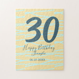 Puzzle cumpleaños 30 añadir nombre fecha año amarillo azu