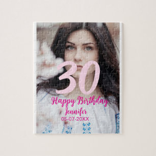 Puzzle cumpleaños 30 añadir nombre fecha año foto blanca